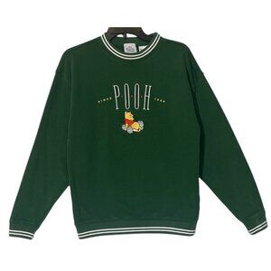 Disney Winnie The Pooh Green Embroidered Long Sleeve Pullover Sweatshirt